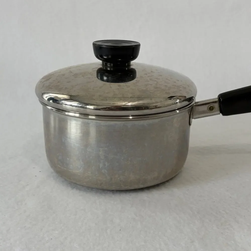 Revere Ware 1 QT Saucepan Pot & Lid Clinton 97C Aluminum Disc Bottom Stainless